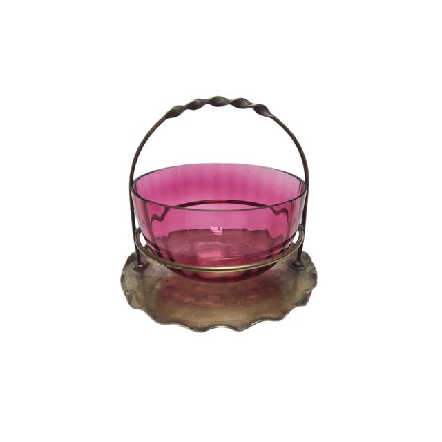 Pink Antique Art Nouveau British Basket, 1900s For Sale - Image 8 of 16
