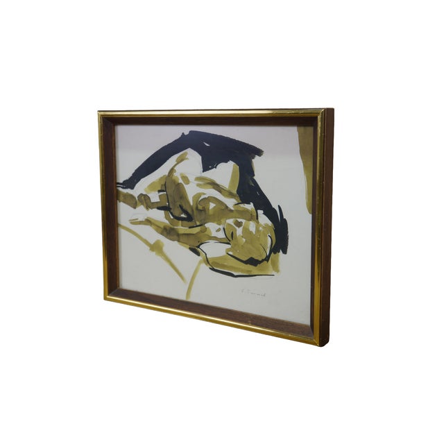 Vintage Elmer Tomasch reclining nude watercolor painting. Pencil signed lower right. Elmer Tomasch (1914-1977) was a...