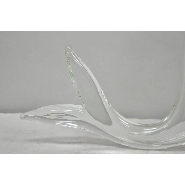 Glass Vintage Mid Century Modern Blenko Style Amber Fin Blown Glass Fish Vase Bowl For Sale - Image 7 of 15