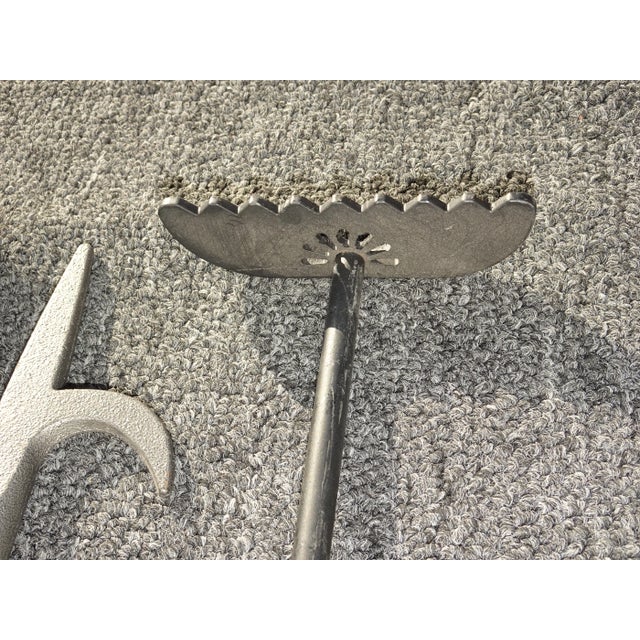 Fp2 Vintage French Country Black & Silver Fireplace Tools 4 Tools For Sale - Image 10 of 13