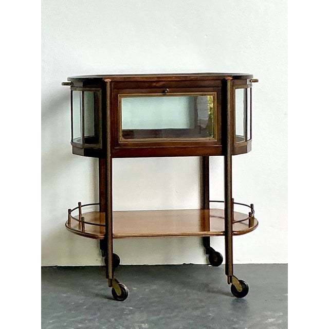 French Vintage Regency Vitrine Bar Cart For Sale - Image 3 of 12