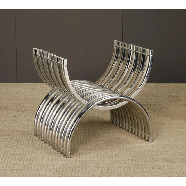 1970s 1970s Italian Chrome Sculptural Table Base, Modernist Dining or Coffee Table Base, Mid Century Modern Architectural Pedestal Base For Sale - Image 5 of 14