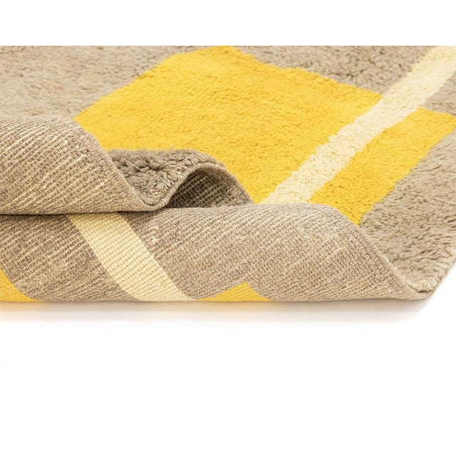 Textile Modernist Abstract Hand-Knotted Wool Rug | 12'3" X 10'4" | One of a Kind For Sale - Image 7 of 9