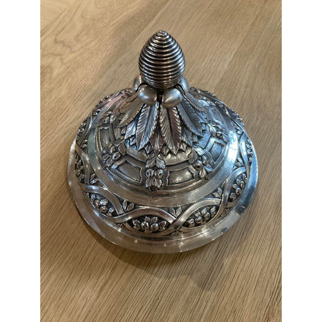 Antique Silver Covered Urn — Repoussé Greek Key, Fruit & Foliage Motifs, 2.86 LBS For Sale - Image 13 of 18