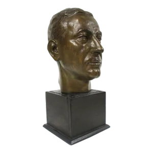 Mid Century Male Bust Cast Plaster Sculpture in the Style of Bronze