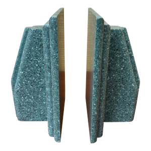 Vintage Faux Granite Stone Postmodern Handcrafted Bookends. Circa 1980s.