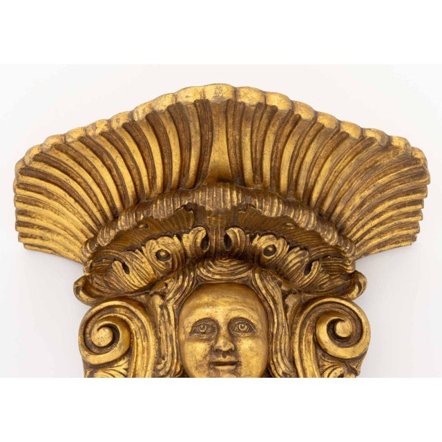 Baroque Style Gilt Masque Wall Appliques, Pair For Sale - Image 4 of 8