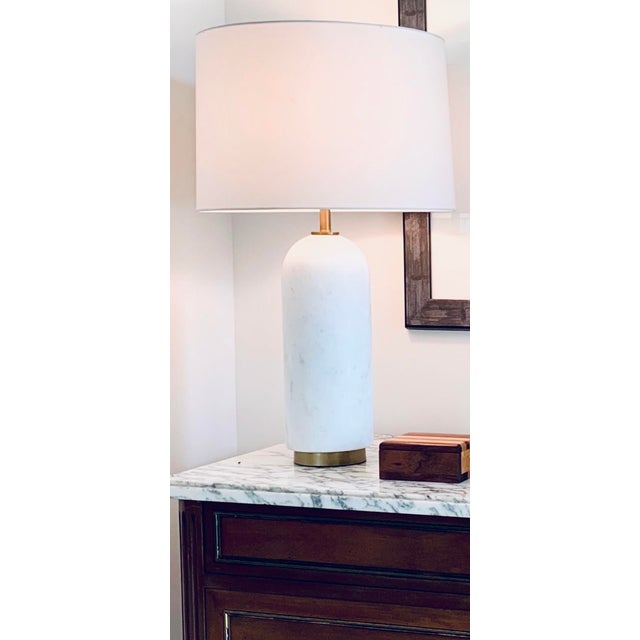 Contemporary Arteriors Waterson White Column Table Lamp For Sale - Image 3 of 3