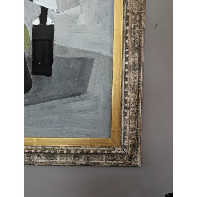 Gray 1968 Mid-Century Modern "Stacked Objects" Vintage Still Life Oil Painting by Swedish Artist Gunnar Hållander (1915-1980), Framed For Sale - Image 8 of 12