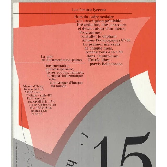 Contemporary 1987 Philippe Apeloig 'Musee d'Orsay' Gray,Black,Red Offset Lithograph For Sale - Image 3 of 4