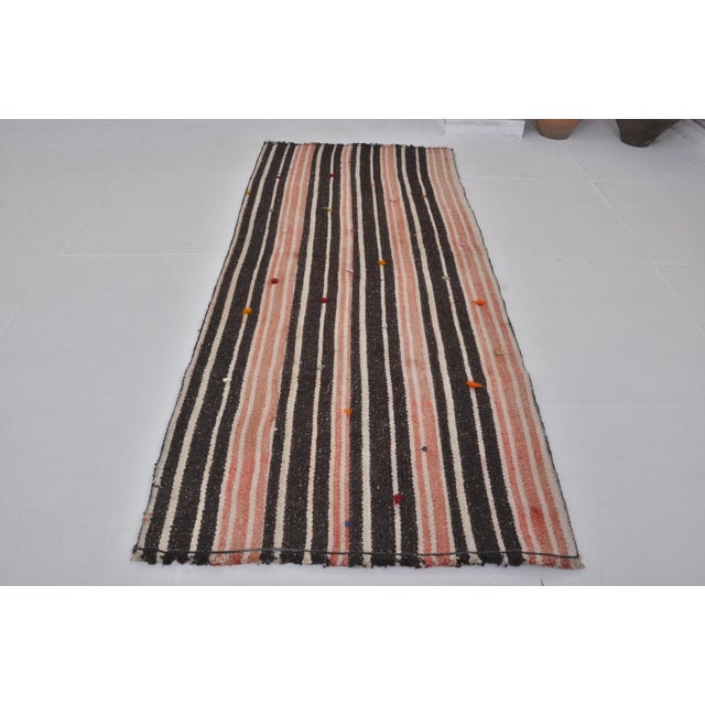Handmade Striped Decorative Runner Rug, 1960s For Sale - Image 10 of 11