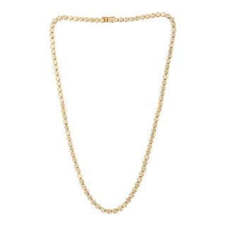 18k Yellow Gold 7.35 Carat Round Cut Diamond Tennis Necklace For Sale