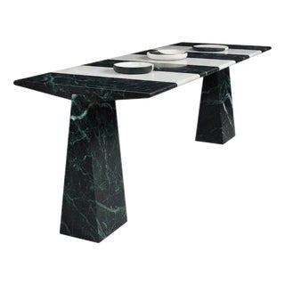 Alcm Rectangular Dining Table in Verde Alpi and Carrara Marbles by Bufalini Design For Sale