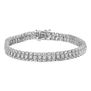.925 Sterling Silver 1.0 Cttw Diamond Collar Line Link Bracelet (I-J Color, I1-I2 Clarity) - Size 7.25" Inches For Sale
