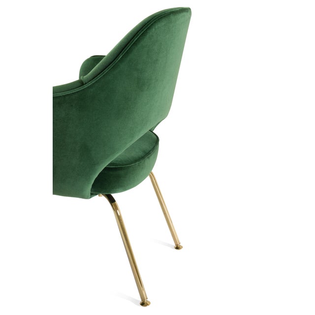Saarinen Executive Arm Chairs in Emerald Velvet, 24k Gold Edition For Sale In New York - Image 6 of 8
