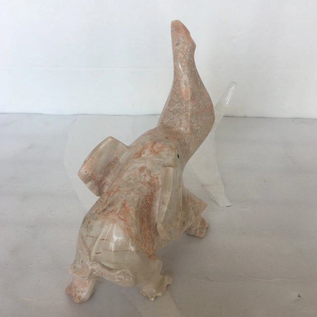 1990s Pink Stone and Acrylic Hand - Carved Elephant Figurine For Sale - Image 5 of 13