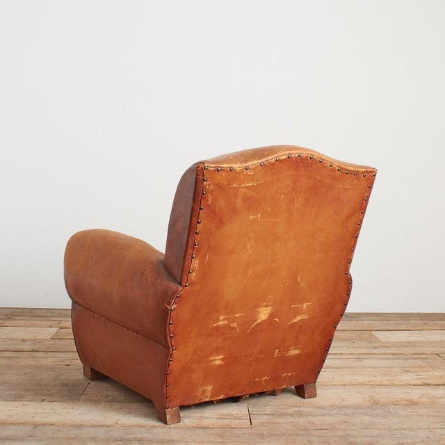Vintage French Leather Club Chair, 1920s For Sale - Image 4 of 17