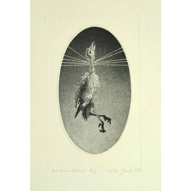 Dal torchio dell'autore is an original black and white etching realized in 1973 by leo guida. Titled, dated and hand-...