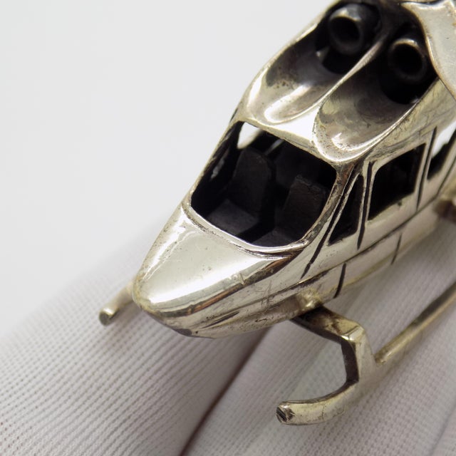 Silver 2.22-oz Vintage Italian Handmade Solid Sterling Silver 925 Army Helicopter Figurine, Made in Tuscany (Italy) For Sale - Image 8 of 11