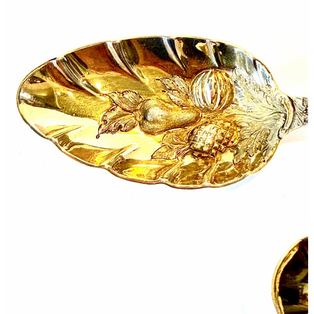 English 1793 Partial Gilt Sterling Silver Master Berry Spoons by Walter and Patrick Cunningham, Edinburgh - a Pair For Sale - Image 3 of 8
