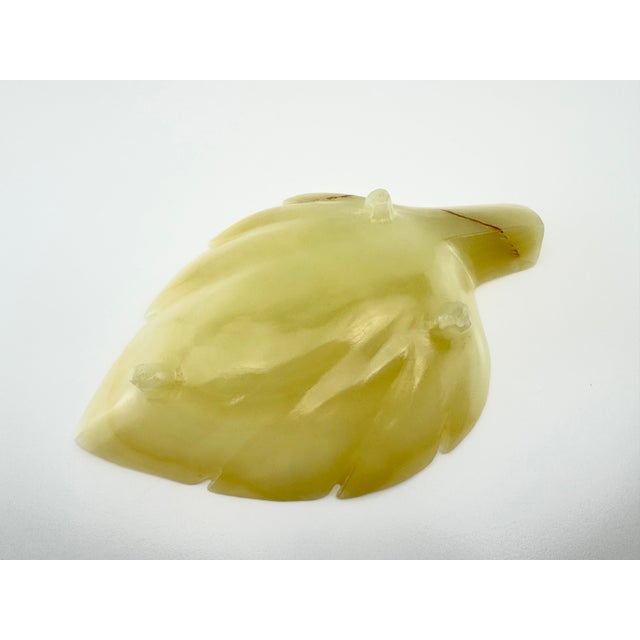 Vintage Italian Hand-Carved Alabaster Leaf Form Footed Tray For Sale - Image 12 of 12