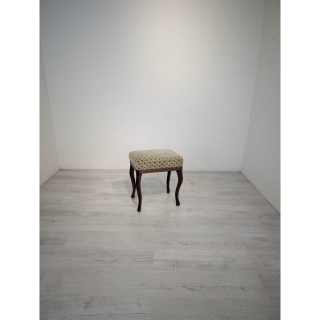 Louis Style Wooden Ottoman with Floral Pattern For Sale - Image 3 of 11