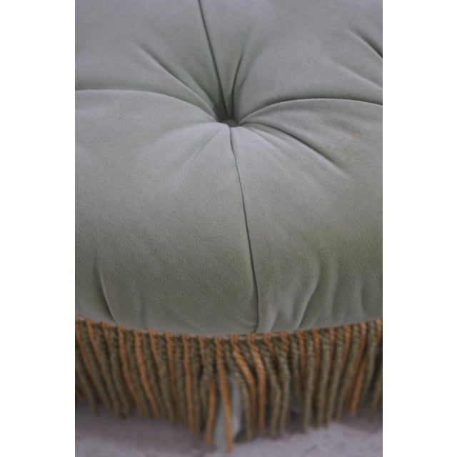 1990s Baker Round Green Velvet Style Upholstered Ottoman For Sale - Image 5 of 11