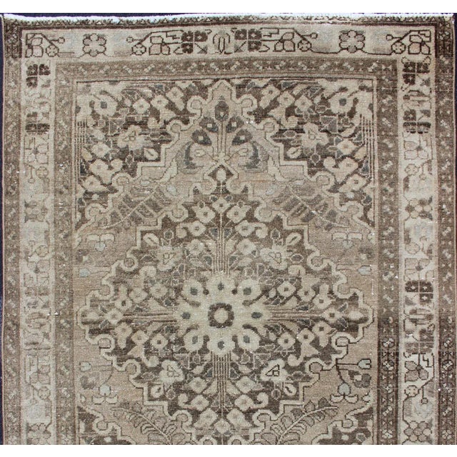 Earth Tone and Neutral Tone Vintage Persian Lilihan Rug With Medallion For Sale - Image 4 of 13