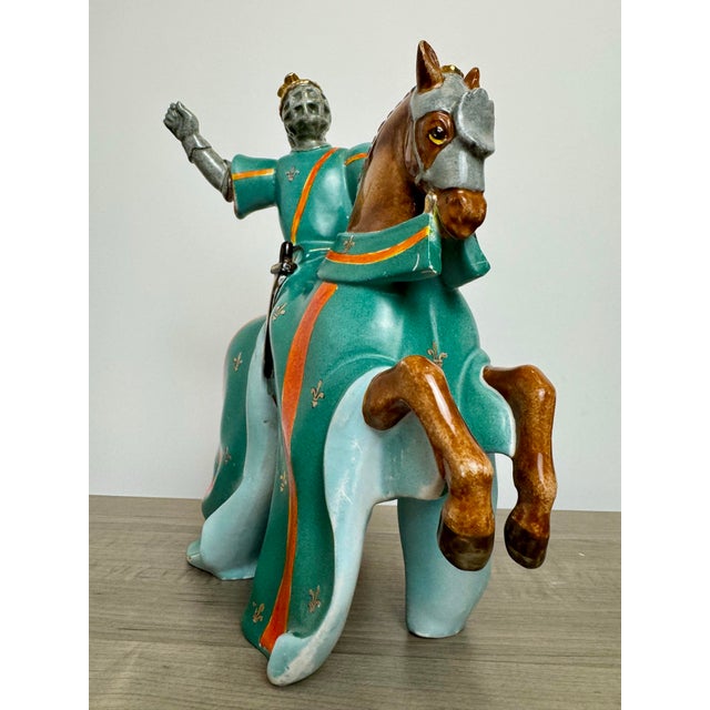 Mid 20th Century Italian Ceramic Knight on Horse by Ugo Zacagnini - Green Glaze, 12” For Sale In New York - Image 6 of 11