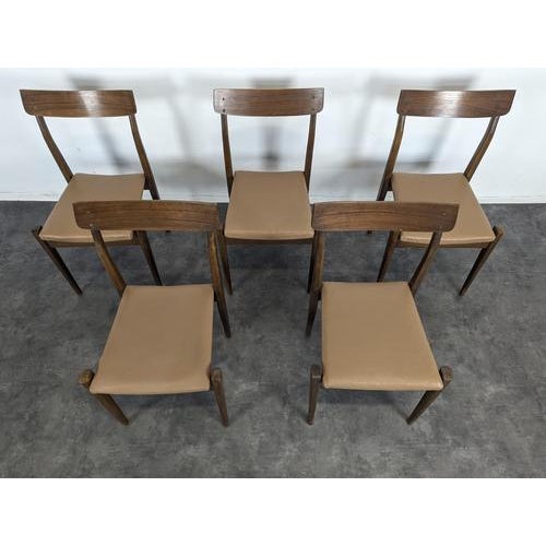 Vinatge Scandinavian Brown Chairs, Set of 5 For Sale - Image 3 of 11