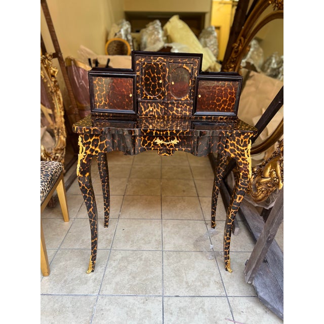 1960s 1960s Leopard Print Animal Print French Style Louis XV Style Secretary Desk For Sale - Image 5 of 6