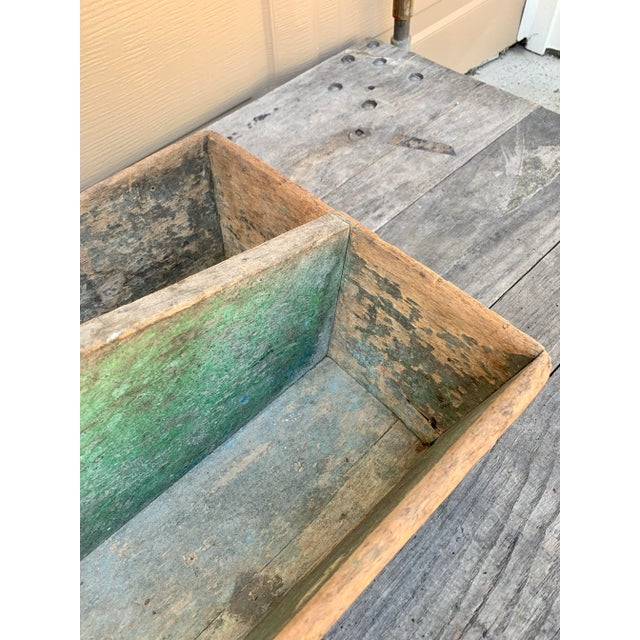Green Antique Farmhouse Green Wooden Trug For Sale - Image 8 of 12