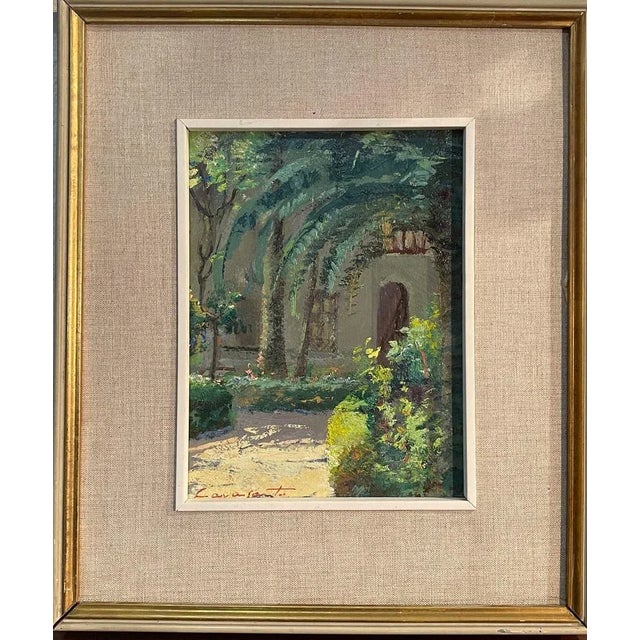 Cavasanti, Court Interior, 1962, Oil Painting on Panel, Framed For Sale - Image 7 of 7
