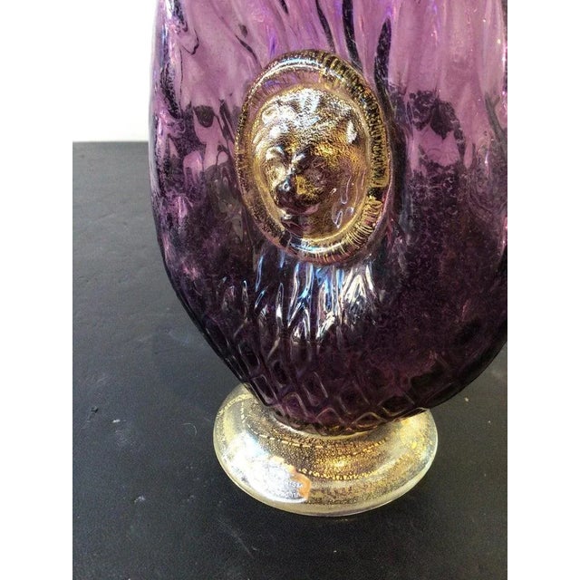 1950s Purple Murano Vase with Lions Head For Sale - Image 12 of 13