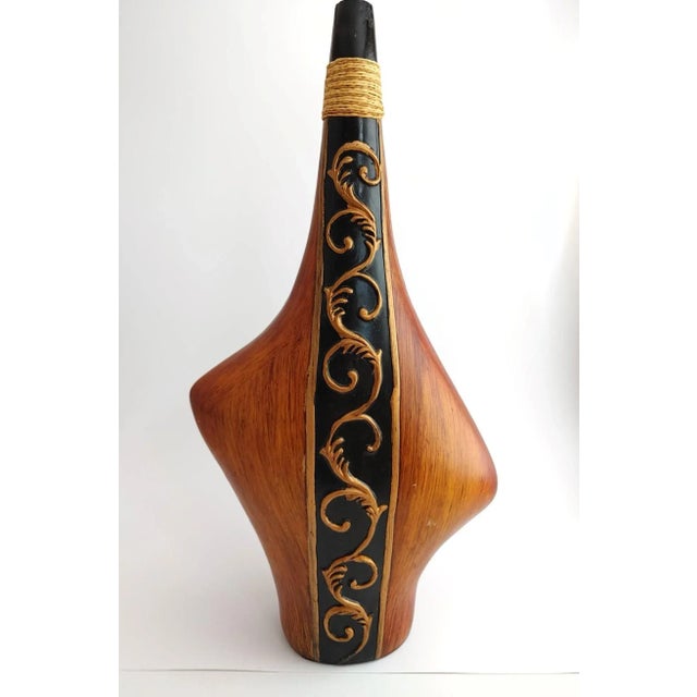 1960s Vintage Handcrafted Wooden Marquetry Wine Bottle For Sale - Image 5 of 12