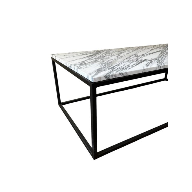 Metal Calacatta Vagli Marble Coffee Table with Black Steel Frame, 2000 For Sale - Image 7 of 9