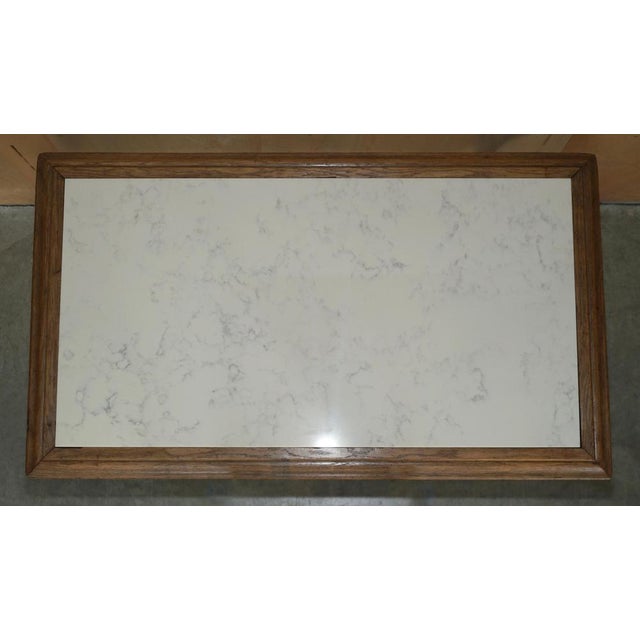Antique Victorian Oak X Frame Dining Table with Marble Top, 1870s For Sale - Image 6 of 18