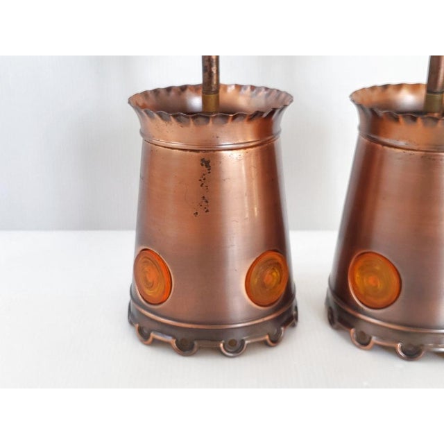 1970s Brustalist Ceiling Lights in Copper and Plastic, 1970s, Set of 2 For Sale - Image 5 of 10