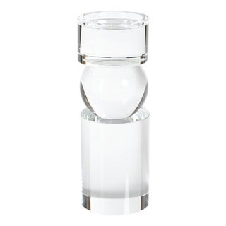 Renata 11-Inch Tall Clear Crystal Pillar Candle Holder For Sale