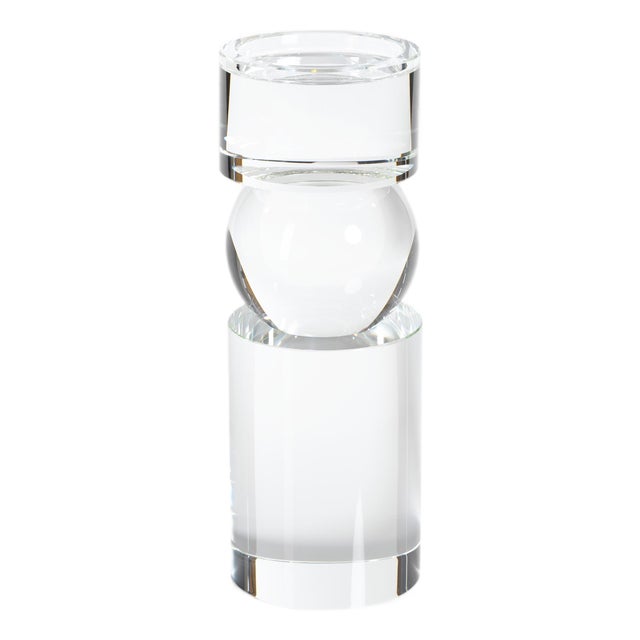 Renata 11-Inch Tall Clear Crystal Pillar Candle Holder For Sale