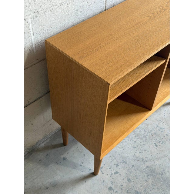 Wood Vintage Danish Modern Oak Bookcase Cabinet – Scandinavian MCM Display Shelf For Sale - Image 7 of 10