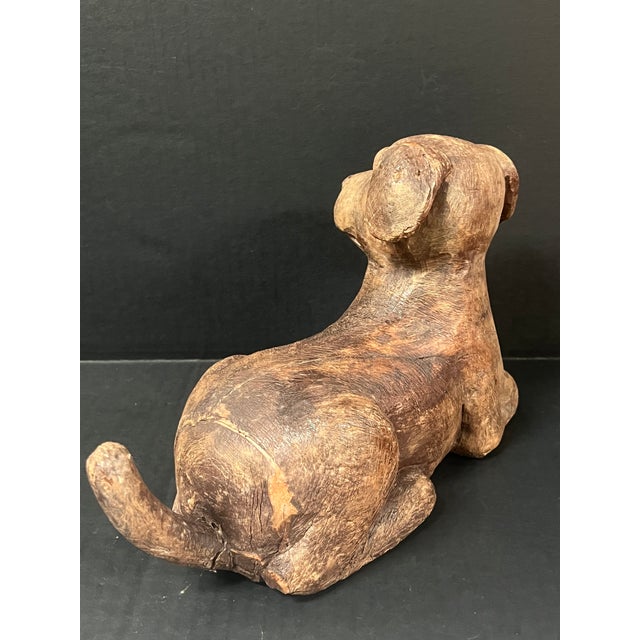 Vintage Carved Solid Wood Dog Sculpture For Sale - Image 9 of 9