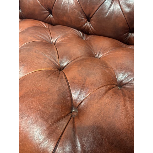 Brick Red Late 20th Century Fine Leather Chesterfield Sofa Loveseat For Sale - Image 8 of 8