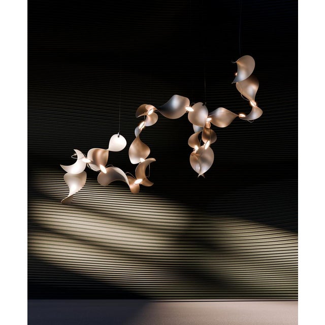 Dune 20 Spiral Chandelier with Shades in Dark Bronze Metallic Tone by Daniel Becker for Moss Objects For Sale - Image 6 of 8