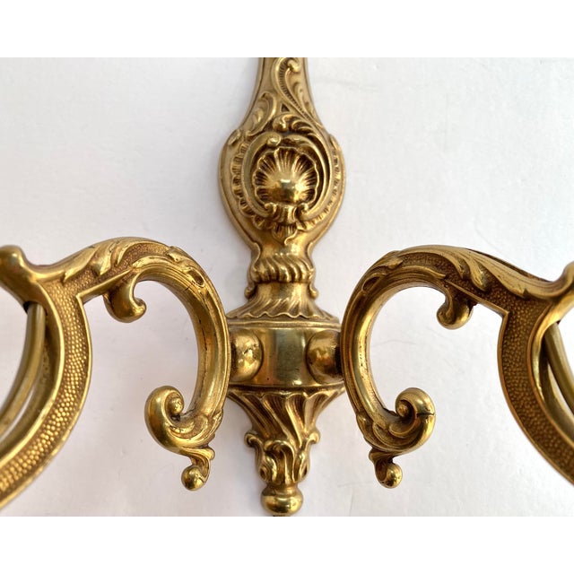 Baroque Vintage Gilt Bronze Wall Sconce in Candelabra Design, France, 1960s For Sale - Image 3 of 7