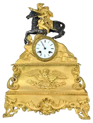 Gilt Bronze Clock Depicting Napoleon Crossing the Alps, 19th Century
