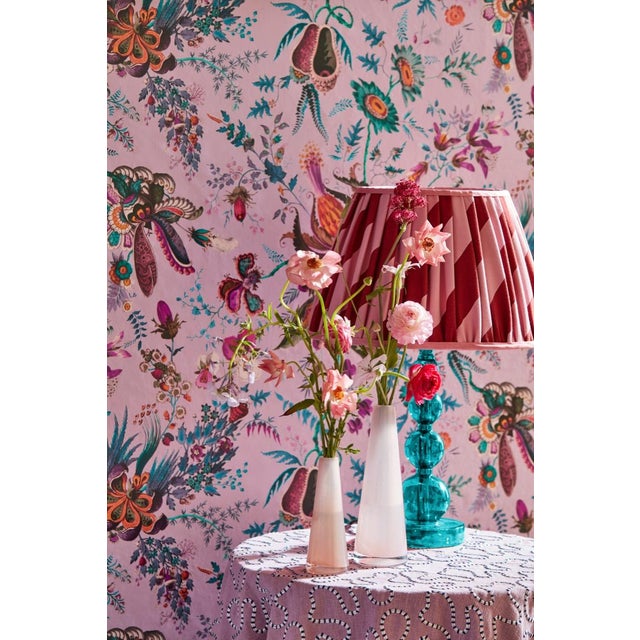 Contemporary Harlequin Paper Straw Stripe Fabric in Ruby/Rose - a Sample For Sale - Image 3 of 3