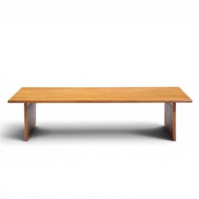 Founders Mid Century Walnut and Cane Coffee Table This coffee table measures: 72 wide x 32 deep x 17.5 inches high Great...