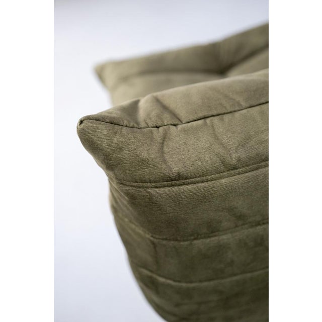 Textile Togo Lounge Chair and Khaki Velvet by Michel Ducaroy for Ligne Roset, 1973, Set of 2 For Sale - Image 7 of 18