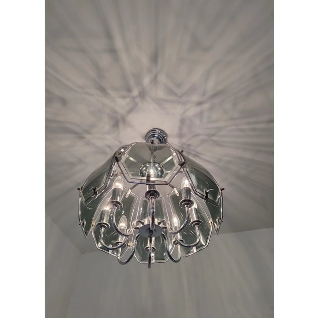 Mid-Century Modern Chrome and Smoked Glass Chandelier, Emi Poljcane/ 1970s For Sale - Image 9 of 11